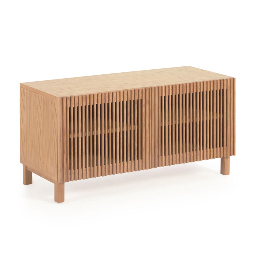 Beyla Schuhregal mit 2 Türen aus massiver Eiche und Eichenfurnier 98,5 cm FSC 100% - ZEN ZONE Furniture