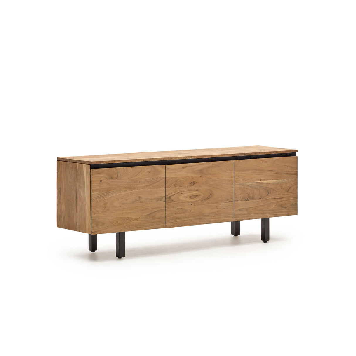 Uxue TV-Möbel 3-türig aus massivem Akazienholz mit natürlichem Finish 150 x 58 cm - ZEN ZONE Furniture