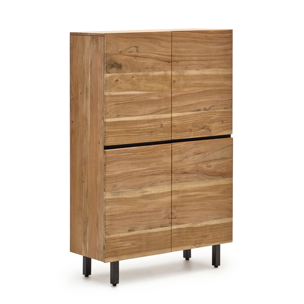 Uxue hohes Sideboard aus massivem Akazienholz mit natürlichem Finish 100 x 155 cm - ZEN ZONE Furniture