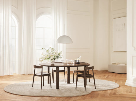 Kite Esstischstuhl aus Dunkel geölter Eiche – Gepolstert, Monza - Bouclé und Textur, Beige - ZEN ZONE Furniture