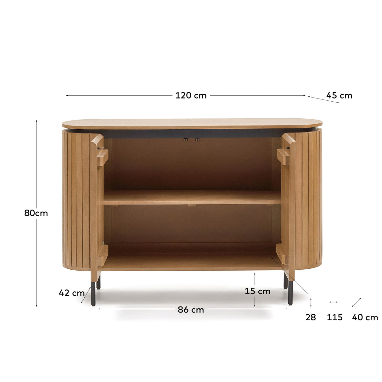 Licia Highboard 2 Türen aus massivem Mangoholz und schwarz lackiertem Metall 120 x 80 cm - ZEN ZONE Furniture