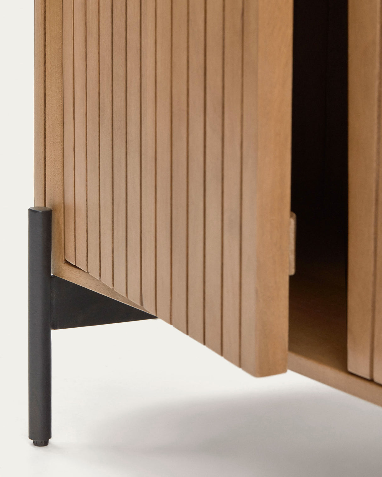 Licia Highboard 2 Türen aus massivem Mangoholz und schwarz lackiertem Metall 120 x 80 cm - ZEN ZONE Furniture