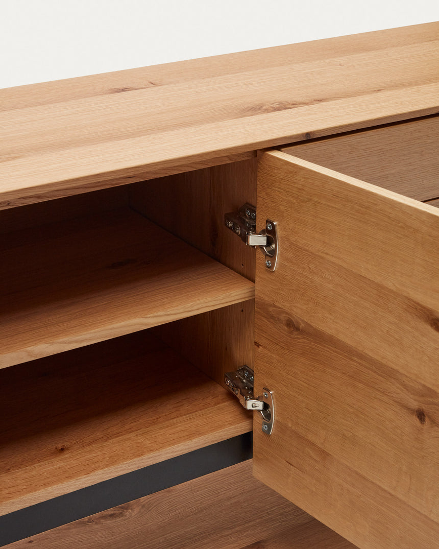 Alguema Sideboard 4 Türen mit Eichenfurnier und natürlichem Finish 200 x 74 cm - ZEN ZONE Furniture