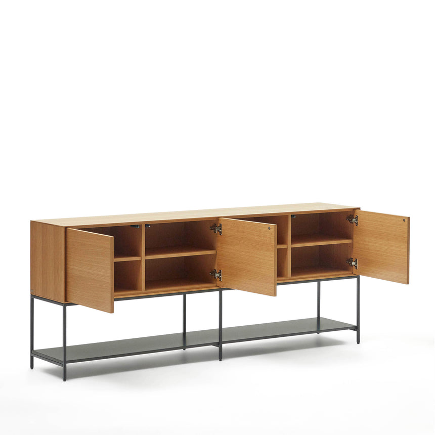 Vedrana Kommode 3 Türen aus Eichenfurnier und Stahlbeine in Schwarz 195 x 80 cm - ZEN ZONE Furniture