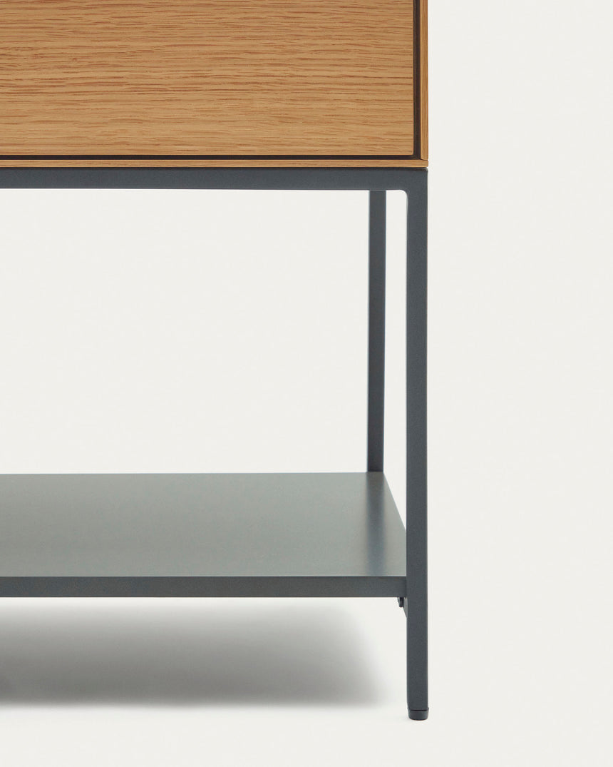 Vedrana Kommode 3 Türen aus Eichenfurnier und Stahlbeine in Schwarz 195 x 80 cm - ZEN ZONE Furniture