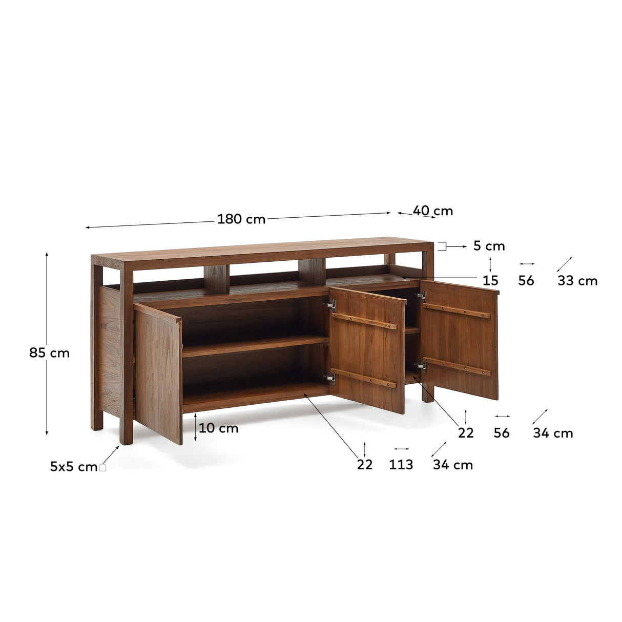 Sashi Sideboard aus massivem Teakholz 180 x 85 cm - ZEN ZONE Furniture