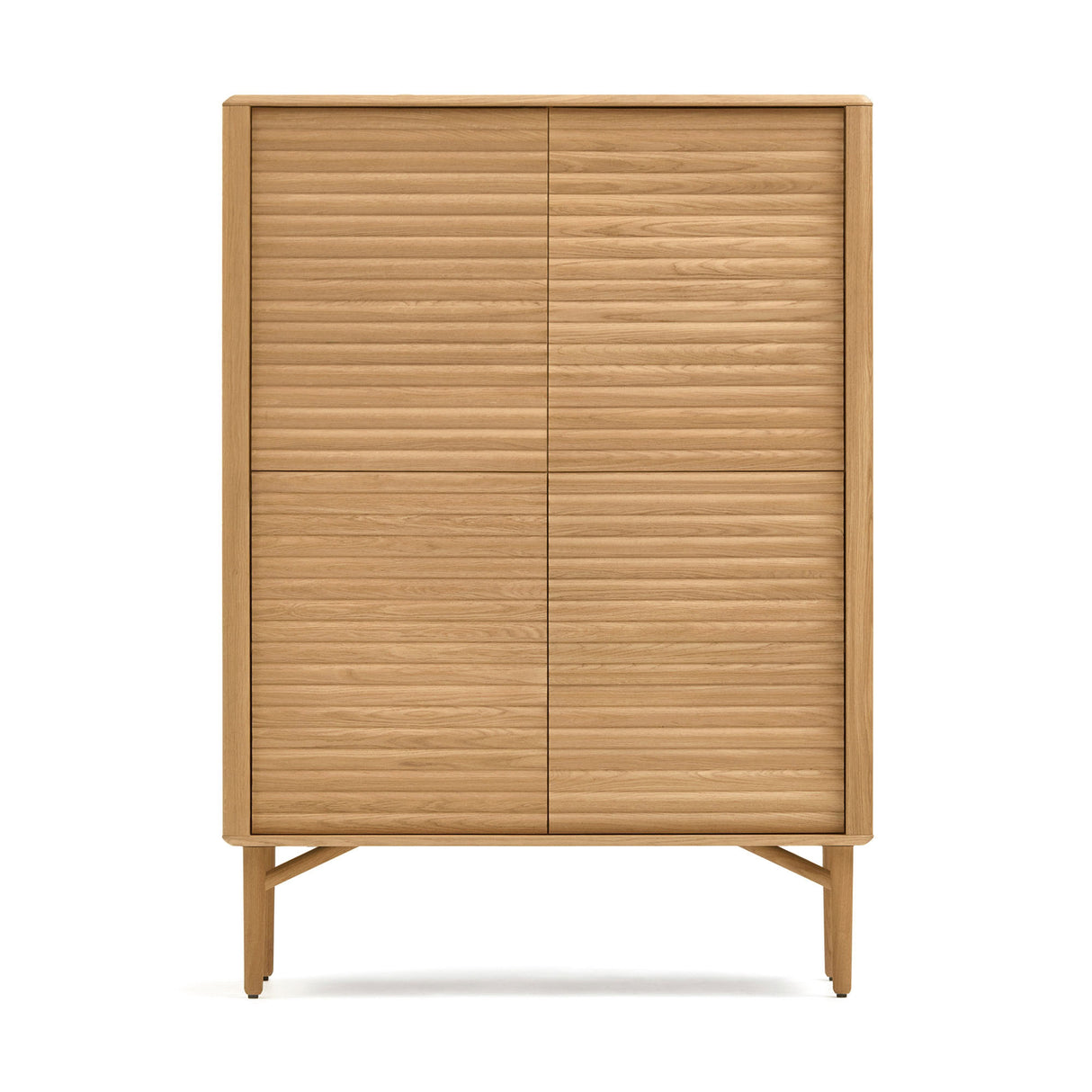 Lenon Highboard 4 Türen aus massiver Eiche und Eichenfurnier 104,5 x 144 cm FSC MIX Credit - ZEN ZONE Furniture