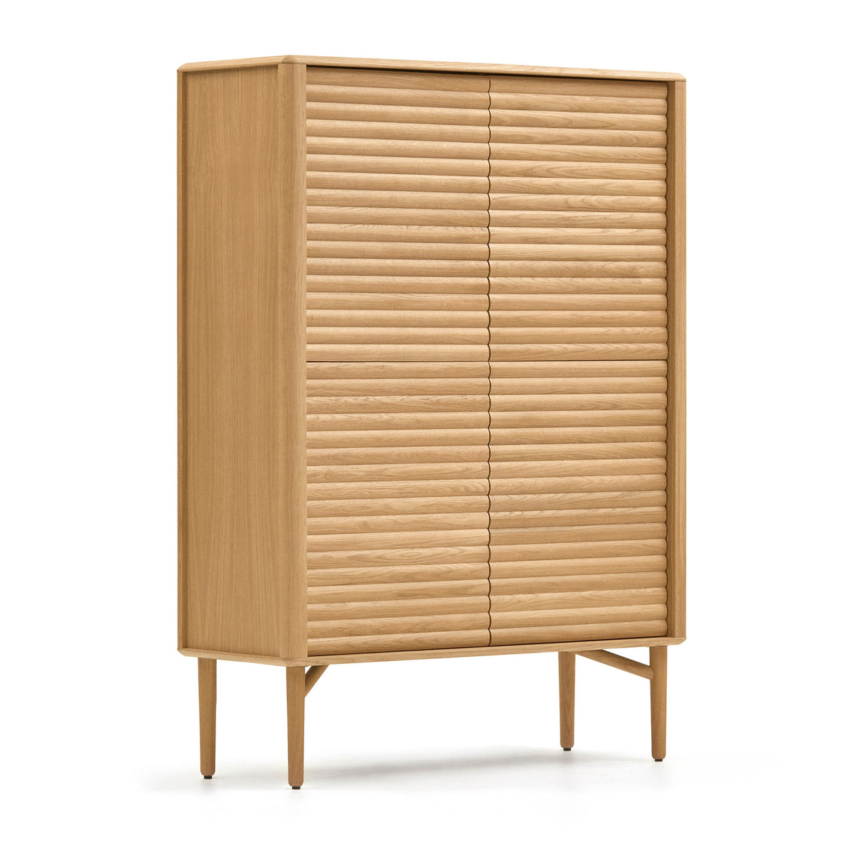 Lenon Highboard 4 Türen aus massiver Eiche und Eichenfurnier 104,5 x 144 cm FSC MIX Credit - ZEN ZONE Furniture