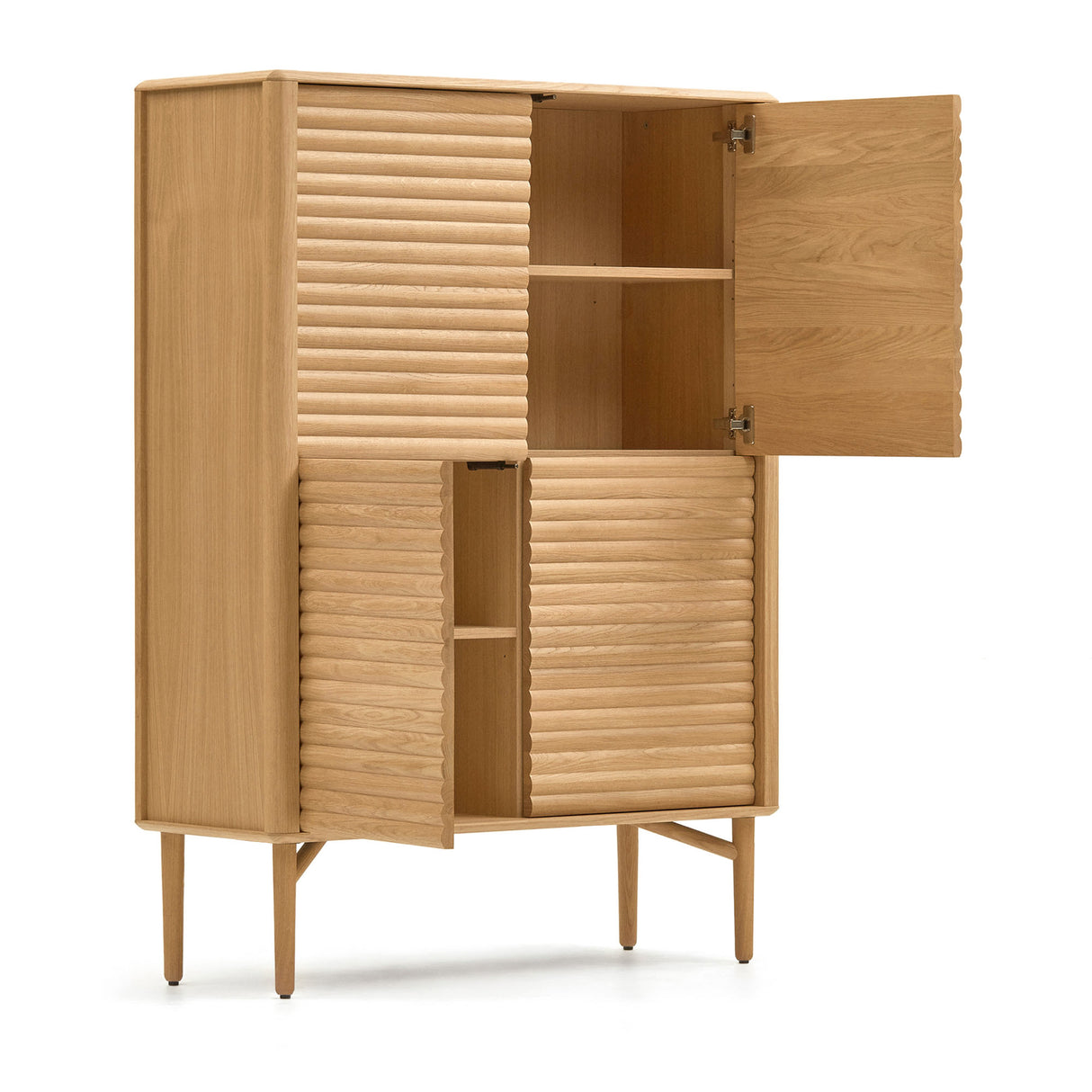 Lenon Highboard 4 Türen aus massiver Eiche und Eichenfurnier 104,5 x 144 cm FSC MIX Credit - ZEN ZONE Furniture