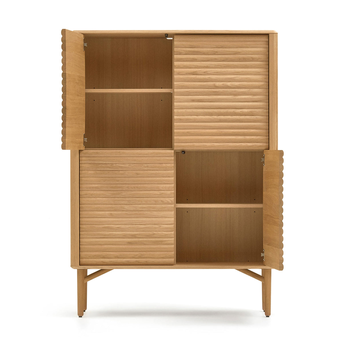 Lenon Highboard 4 Türen aus massiver Eiche und Eichenfurnier 104,5 x 144 cm FSC MIX Credit - ZEN ZONE Furniture