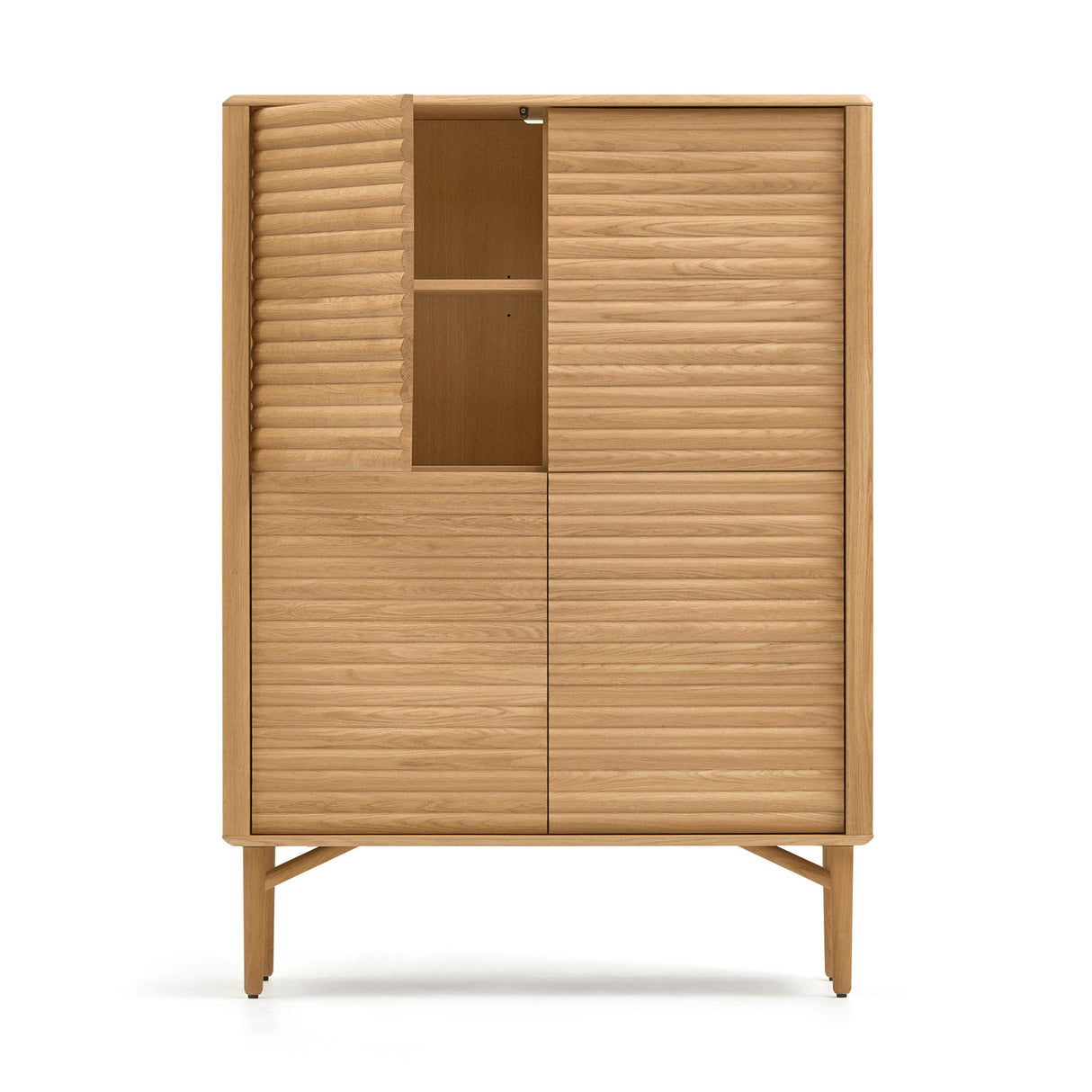 Lenon Highboard 4 Türen aus massiver Eiche und Eichenfurnier 104,5 x 144 cm FSC MIX Credit - ZEN ZONE Furniture