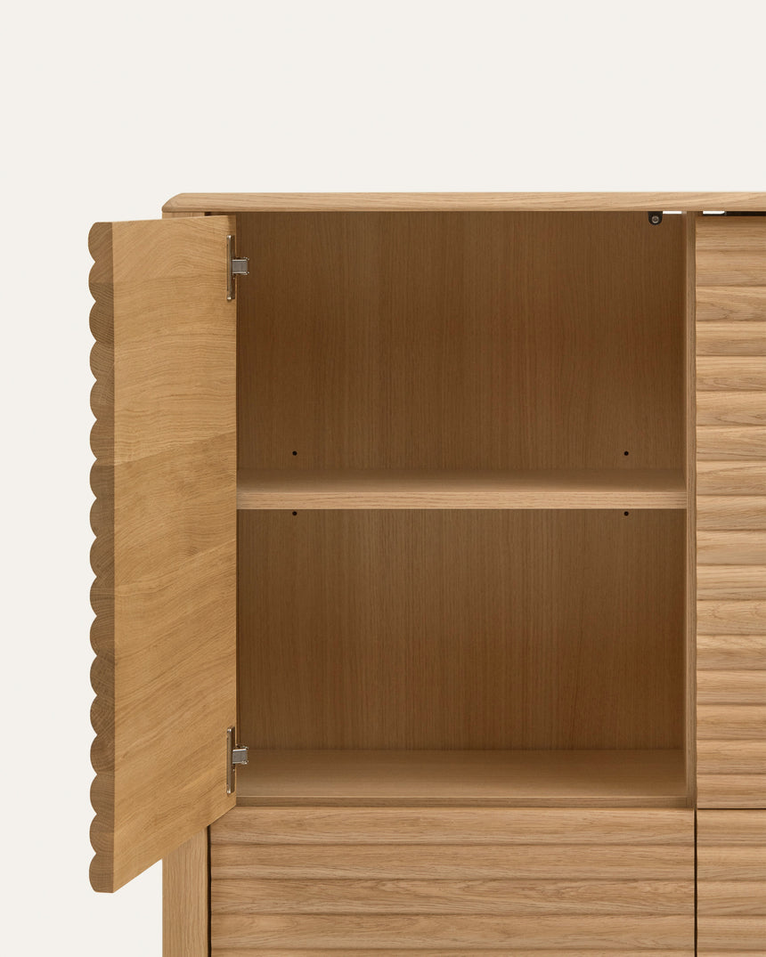 Lenon Highboard 4 Türen aus massiver Eiche und Eichenfurnier 104,5 x 144 cm FSC MIX Credit - ZEN ZONE Furniture