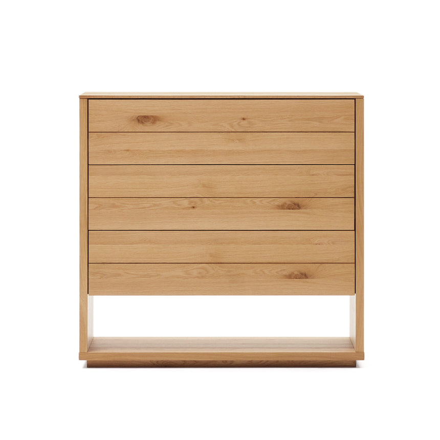 Alguema Kommode 3 Schubladen Eichenfurnier natürliches Finish 100 x 97 cm - ZEN ZONE Furniture