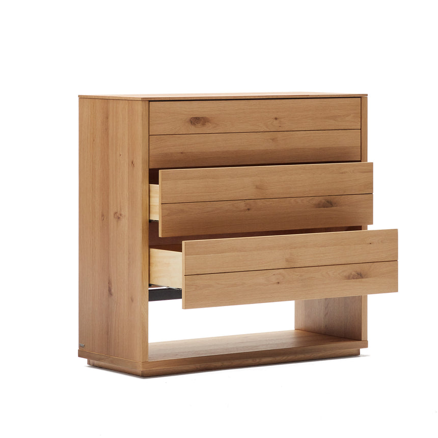 Alguema Kommode 3 Schubladen Eichenfurnier natürliches Finish 100 x 97 cm - ZEN ZONE Furniture