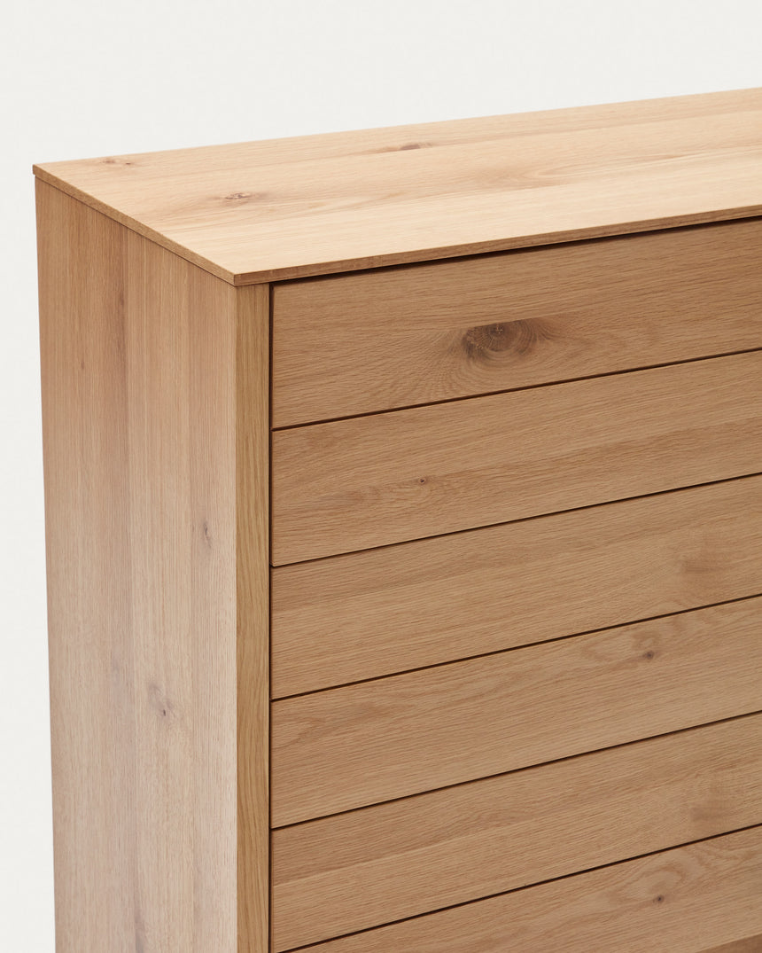 Alguema Kommode 3 Schubladen Eichenfurnier natürliches Finish 100 x 97 cm - ZEN ZONE Furniture