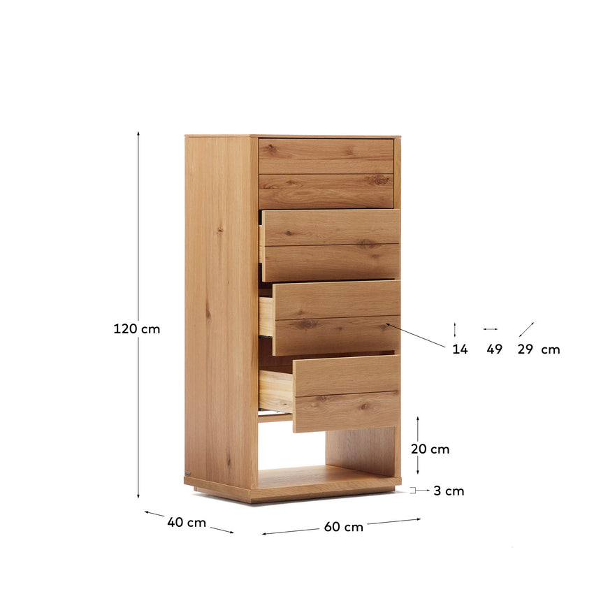 Alguema Kommode 4 Schubladen Eichenfurnier natürliches Finish 60 x 120 cm - ZEN ZONE Furniture