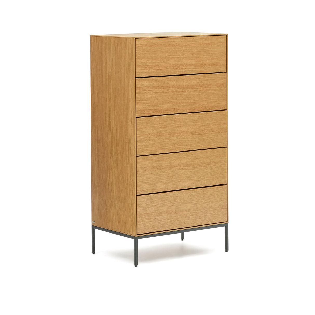 Vedrana Kommode 5 Schubladen aus Eichenfurnier und Stahlbeine in Schwarz 60 x 114 cm - ZEN ZONE Furniture
