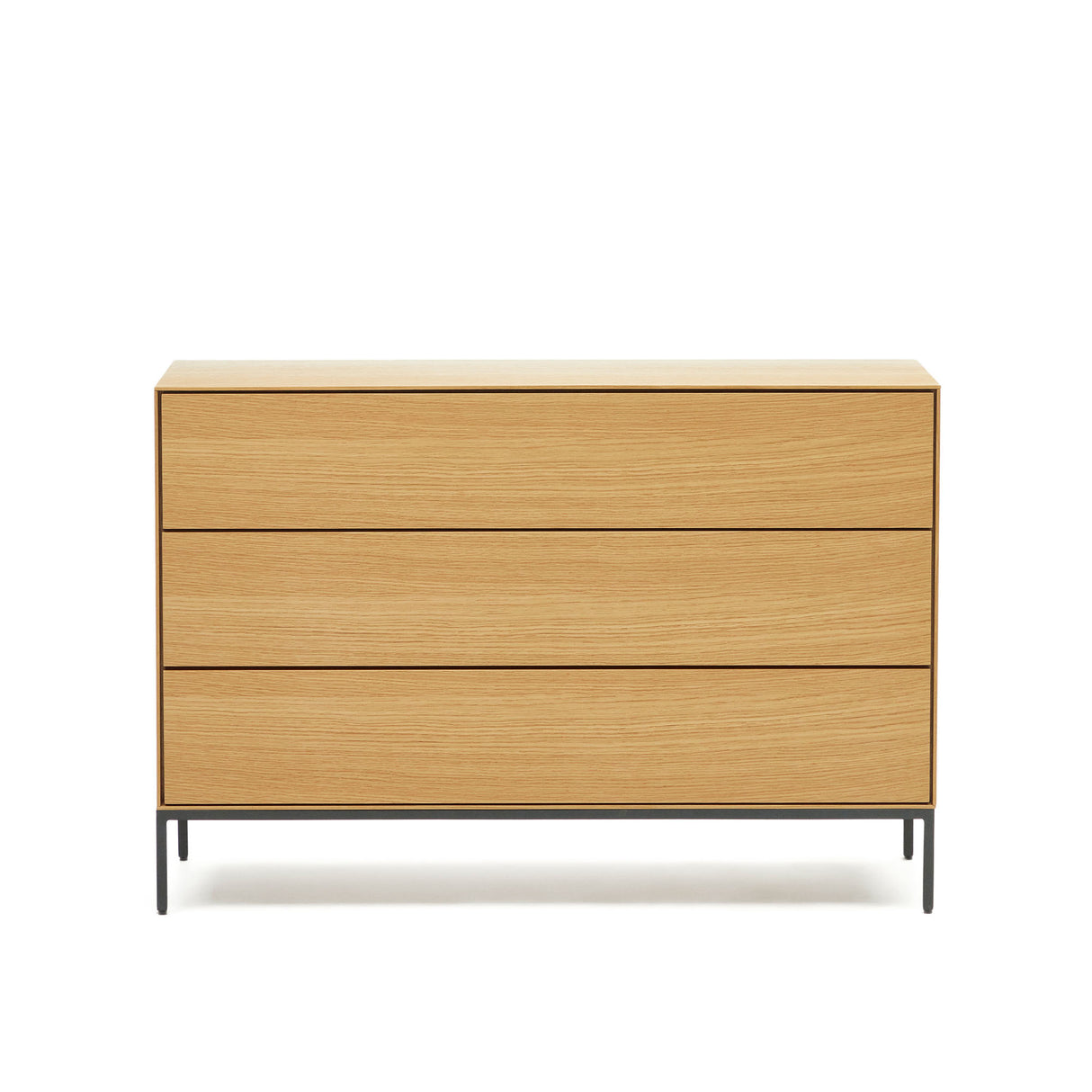 Vedrana Kommode aus 3 Schubladen aus Eichenfurnier und Stahlbeine in Schwarz 110 x 75 cm - ZEN ZONE Furniture