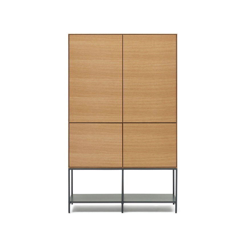 Vedrana Highboard 4 Türen aus Eichenfurnier und Stahlbeine in Schwarz 97,5 x 160 cm - ZEN ZONE Furniture
