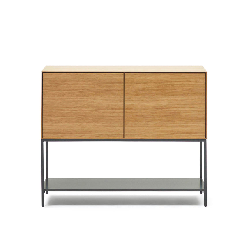 Vedrana Kommode 2 Türen aus Eichenfurnier und Stahlbeine in Schwarz 97,5 x 80 cm - ZEN ZONE Furniture
