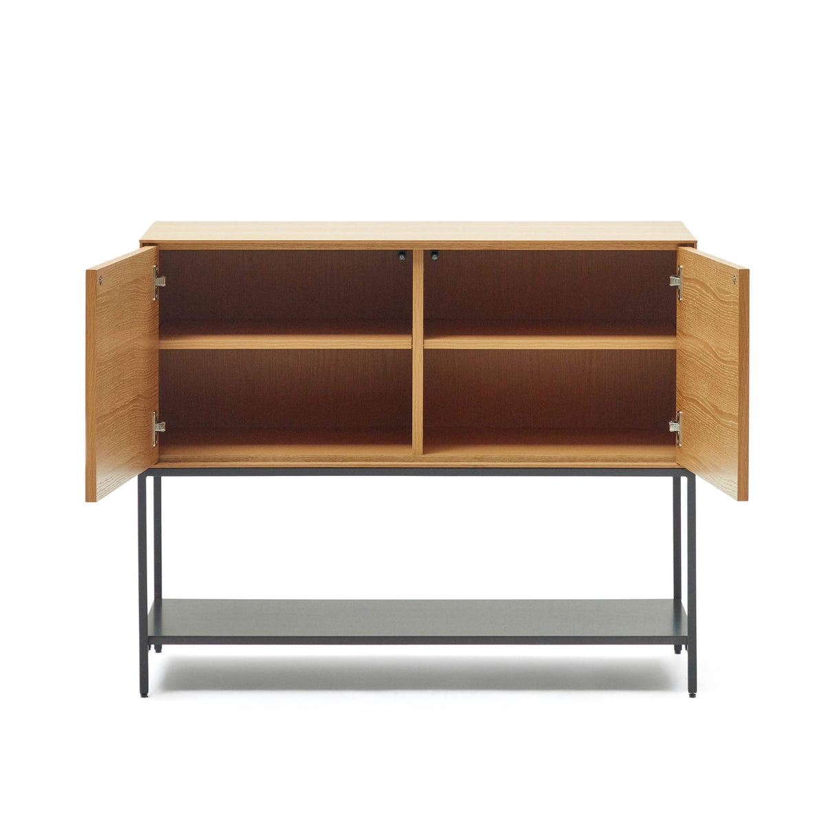 Vedrana Kommode 2 Türen aus Eichenfurnier und Stahlbeine in Schwarz 97,5 x 80 cm - ZEN ZONE Furniture