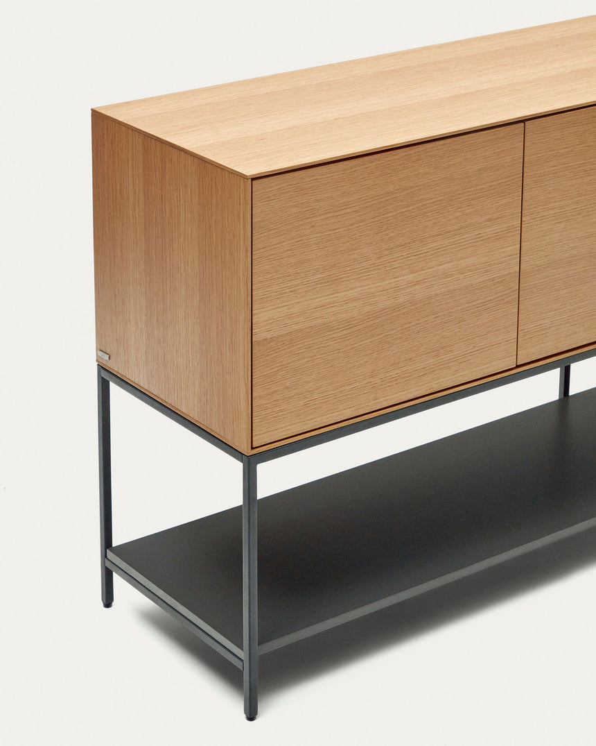 Vedrana Kommode 2 Türen aus Eichenfurnier und Stahlbeine in Schwarz 97,5 x 80 cm - ZEN ZONE Furniture