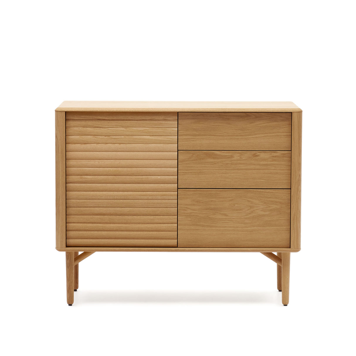 Lenon Sideboard 1 Türe und 3 Schubladen aus Eichenholz und Eichenfurnier 105 x 84 cm FSC M - ZEN ZONE Furniture