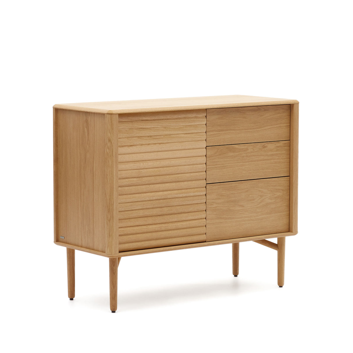 Lenon Sideboard 1 Türe und 3 Schubladen aus Eichenholz und Eichenfurnier 105 x 84 cm FSC M - ZEN ZONE Furniture