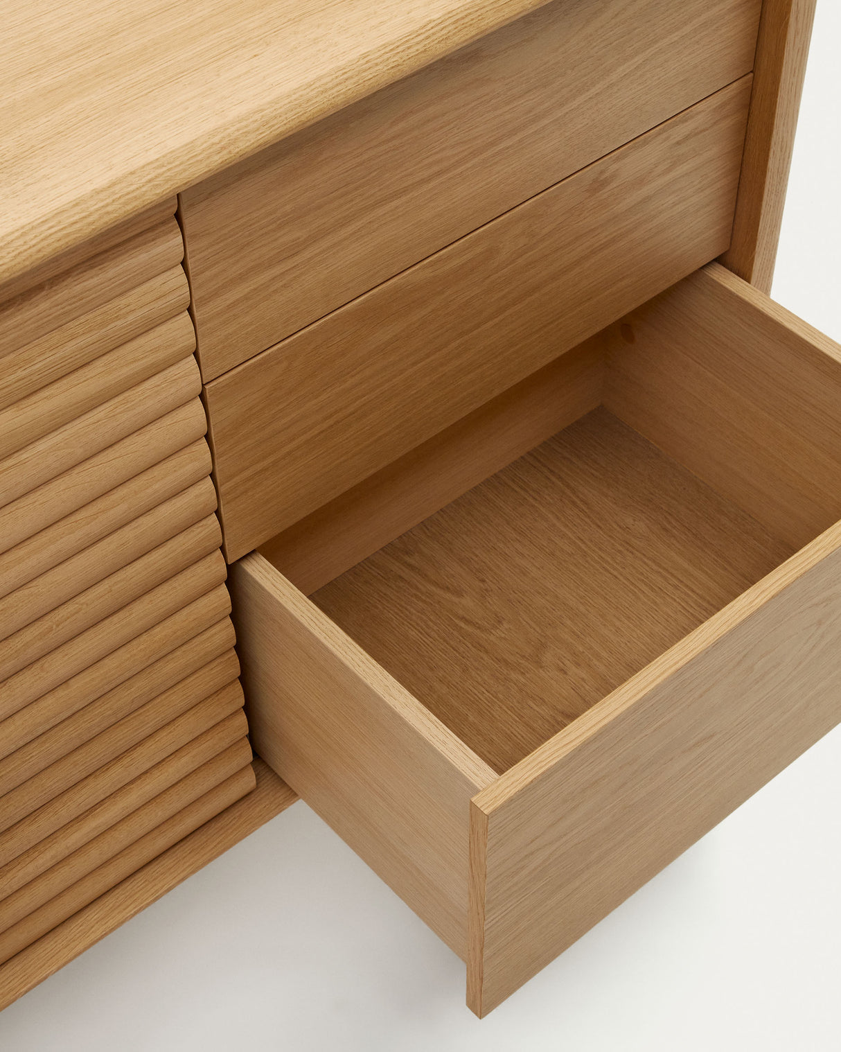 Lenon Sideboard 1 Türe und 3 Schubladen aus Eichenholz und Eichenfurnier 105 x 84 cm FSC M - ZEN ZONE Furniture