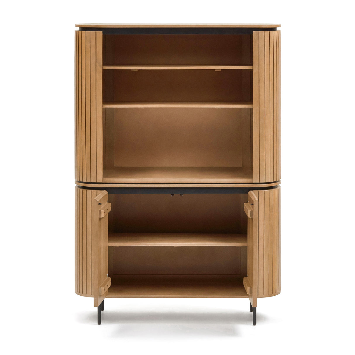 Licia Kommode 2 Türen aus massivem Mangoholz und Metall schwarz lackiert 120 x 170 cm - ZEN ZONE Furniture