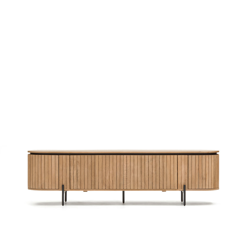 Licia TV-Möbel 4 Türen aus massivem Mangoholz und schwarz lackiertem Metall 200 x 55 cm - ZEN ZONE Furniture