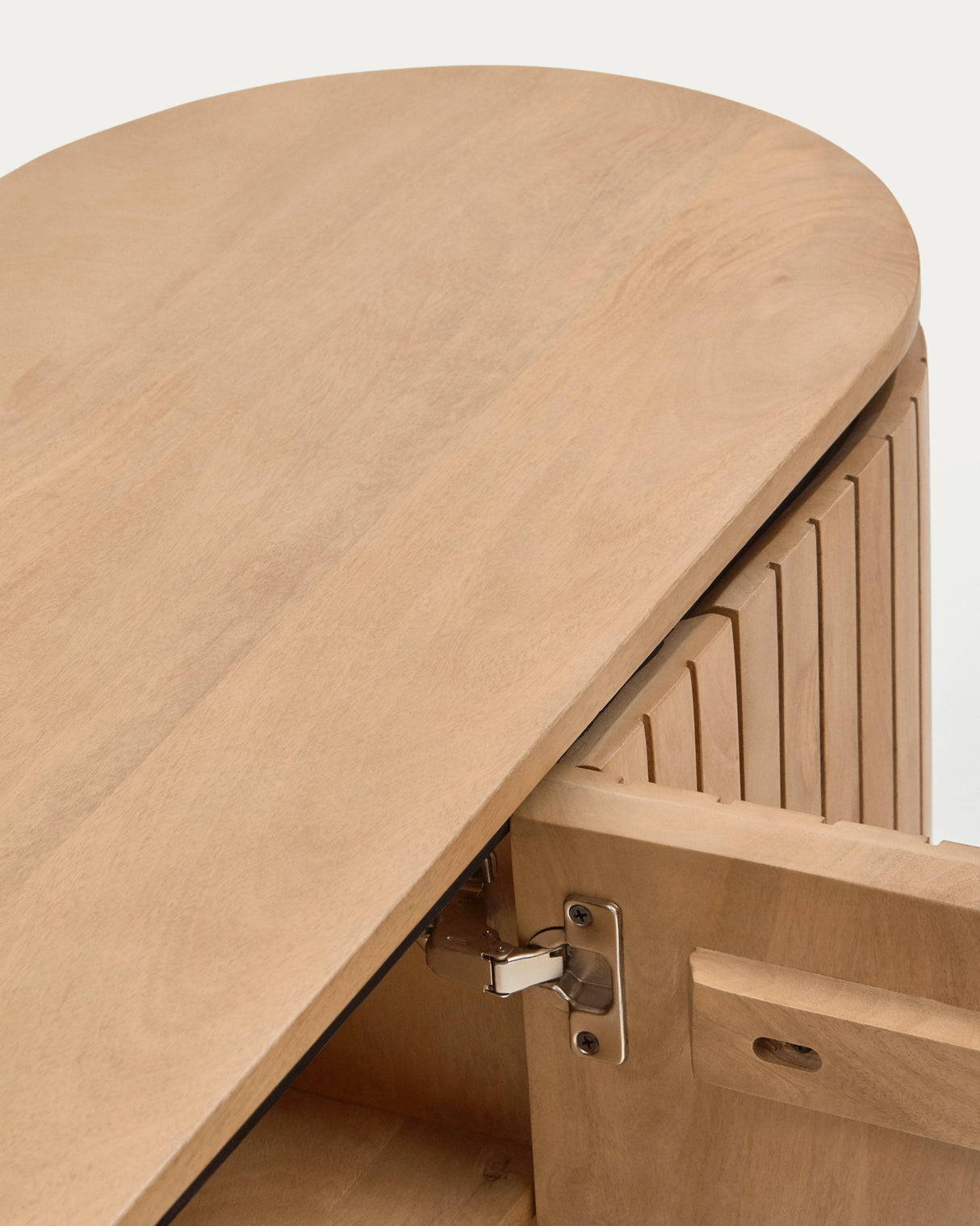 Licia TV-Möbel 4 Türen aus massivem Mangoholz und schwarz lackiertem Metall 200 x 55 cm - ZEN ZONE Furniture