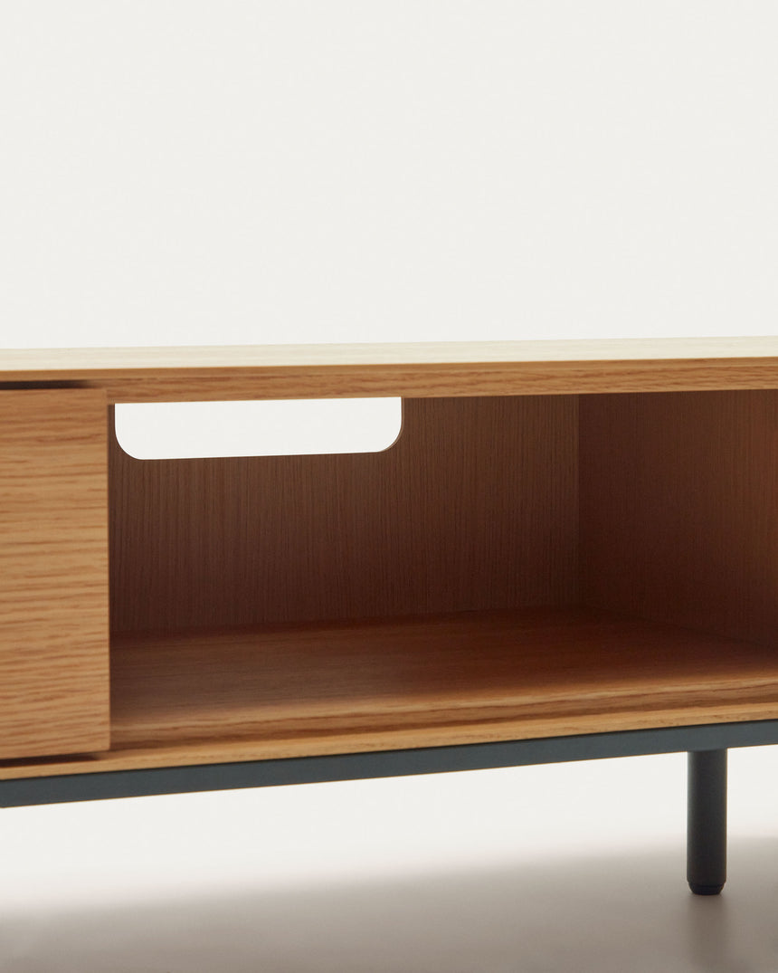 Vedrana TV-Schrank 3 Schubladen aus Eichenfurnier und Stahlbeine in Schwarz 195 x 35 cm - ZEN ZONE Furniture