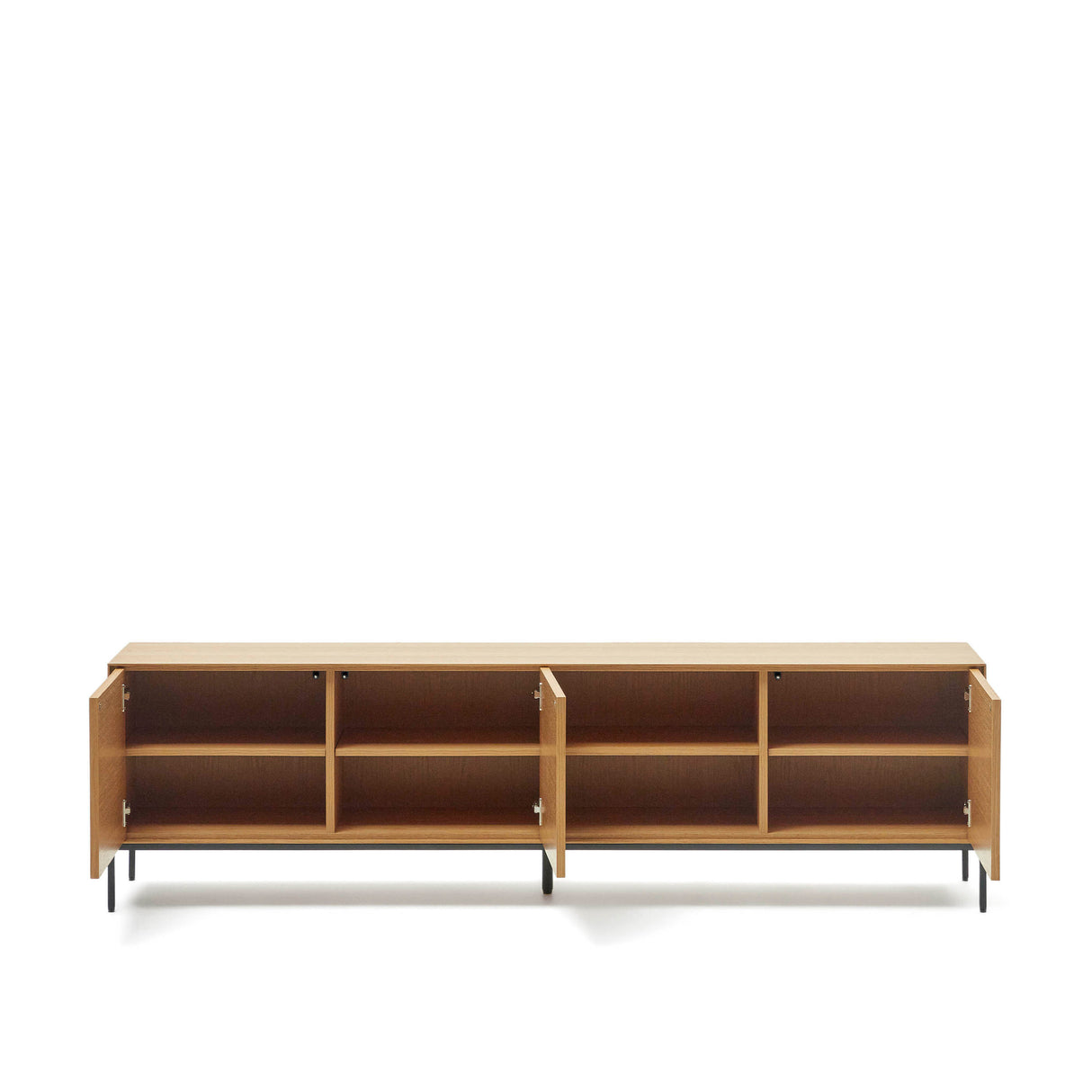 Vedrana TV-Schrank 3 Türen aus Eichenfurnier und Stahlbeine in Schwarz 195 x 55 cm - ZEN ZONE Furniture