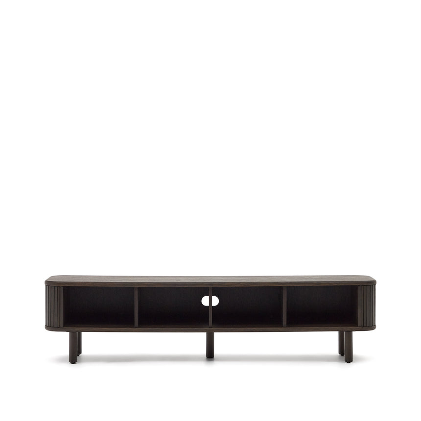 Mailen TV-Möbel 2 Türen in Eschenfurnier und dunklem Finish 200 x 50 cm - ZEN ZONE Furniture