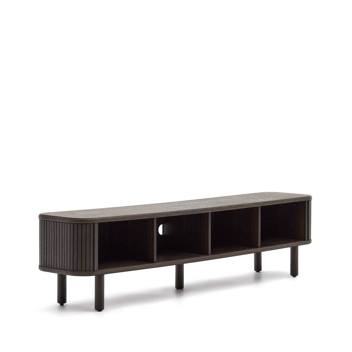 Mailen TV-Möbel 2 Türen in Eschenfurnier und dunklem Finish 200 x 50 cm - ZEN ZONE Furniture