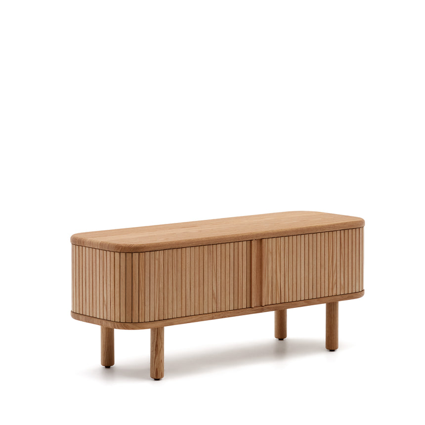 TV-Möbel Mailen 2 Türen in Eschenfurnier mit natürlichem Finish 120 x 50 cm - ZEN ZONE Furniture