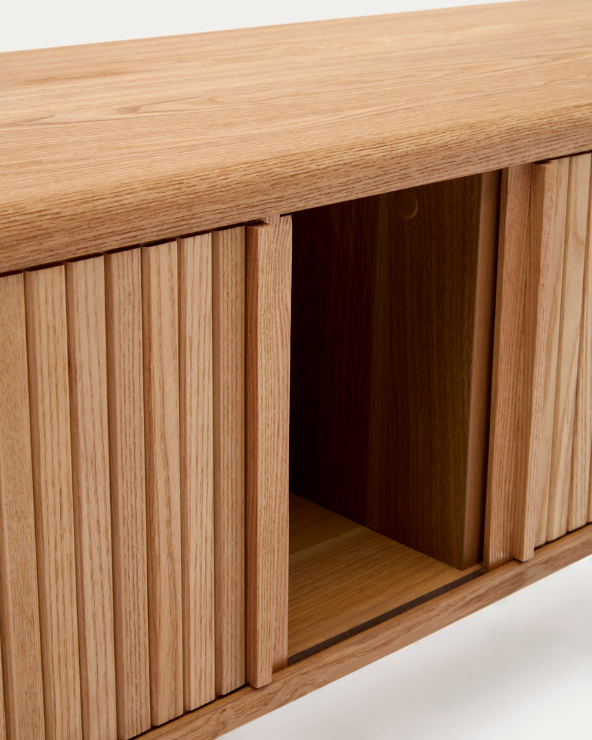 TV-Möbel Mailen 2 Türen in Eschenfurnier mit natürlichem Finish 120 x 50 cm - ZEN ZONE Furniture