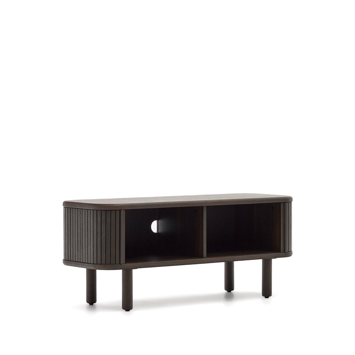 TV-Möbel Mailen 2 Türen in Eschenfurnier mit dunklem Finish 120 x 50 cm - ZEN ZONE Furniture