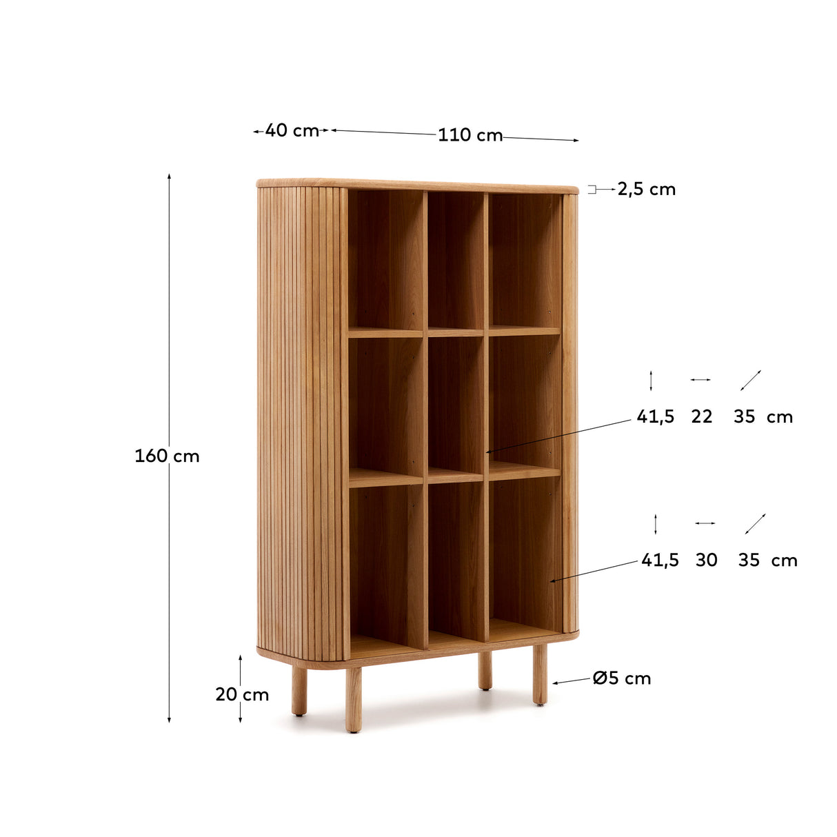 Mailen Highboard 2 Türen mit Eschenfurnier und natürlichem Finish 110 x 160 cm - ZEN ZONE Furniture