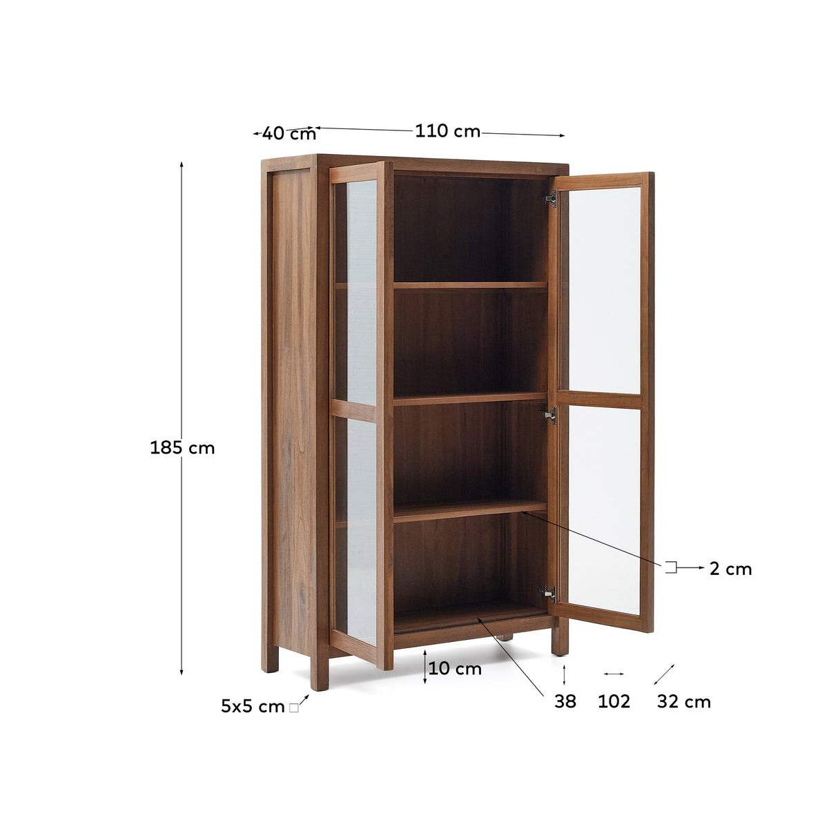 Sashi Vitrine aus massivem Teakholz 110 x 185 cm - ZEN ZONE Furniture