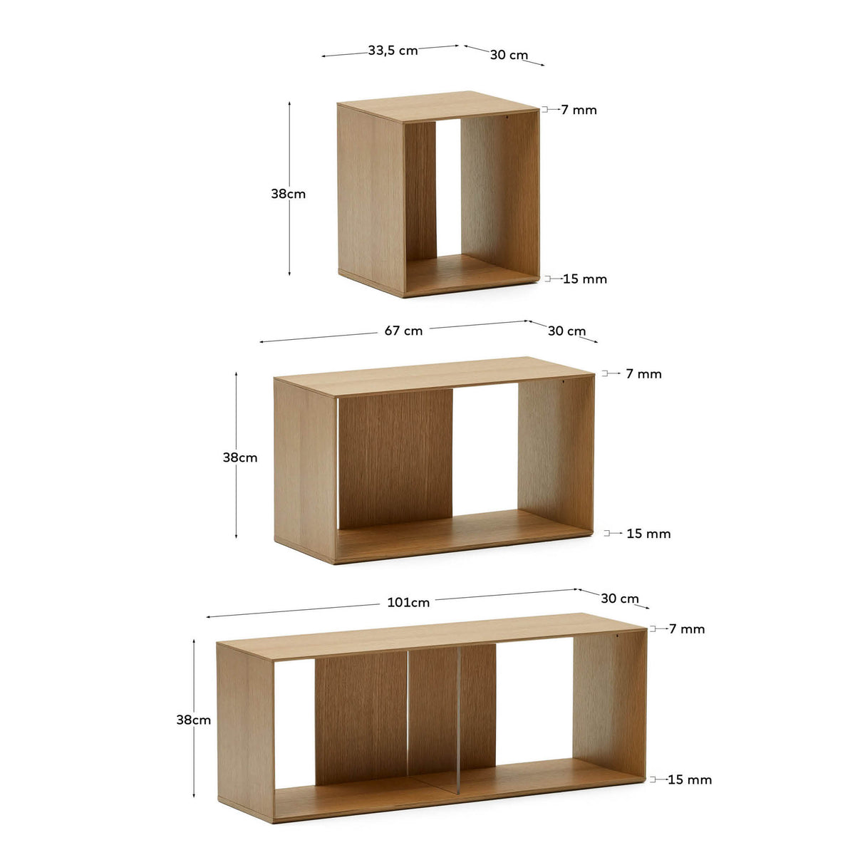 Litto Set aus 6 modularen Regalen aus Eichenfurnier 101 x 152 cm - ZEN ZONE Furniture
