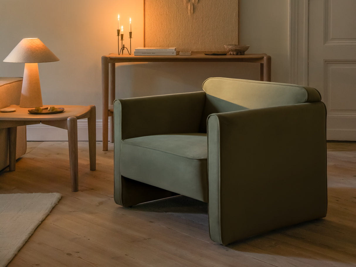 Abby Sessel aus Samt, Strukturstoff oder Boucle, 90x80 cm - ZEN ZONE Furniture