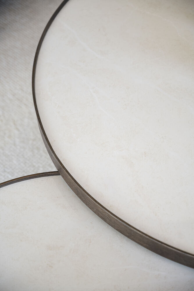 MARSDEN Couchtisch Rund Beige/braun 90x90x45cm - ZEN ZONE Furniture