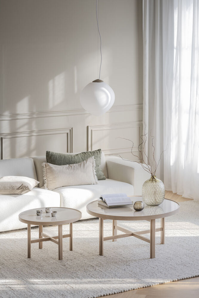 MARSDEN Couchtisch Rund Beige/Weiß pigmentiert 90x90x45cm - ZEN ZONE Furniture