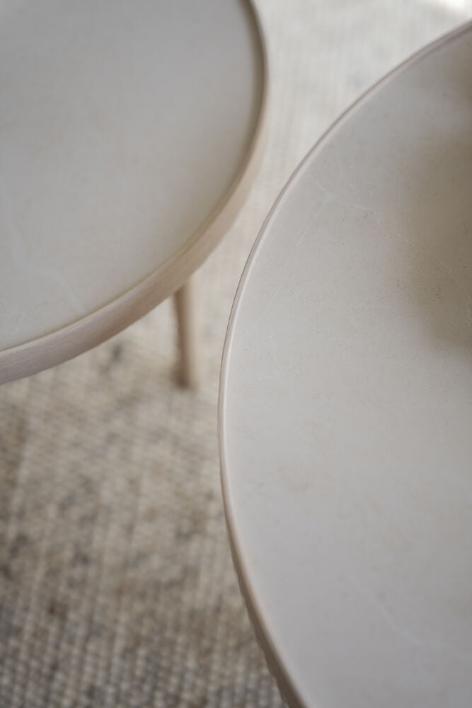 MARSDEN Couchtisch Rund Beige/Weiß pigmentiert 90x90x45cm - ZEN ZONE Furniture