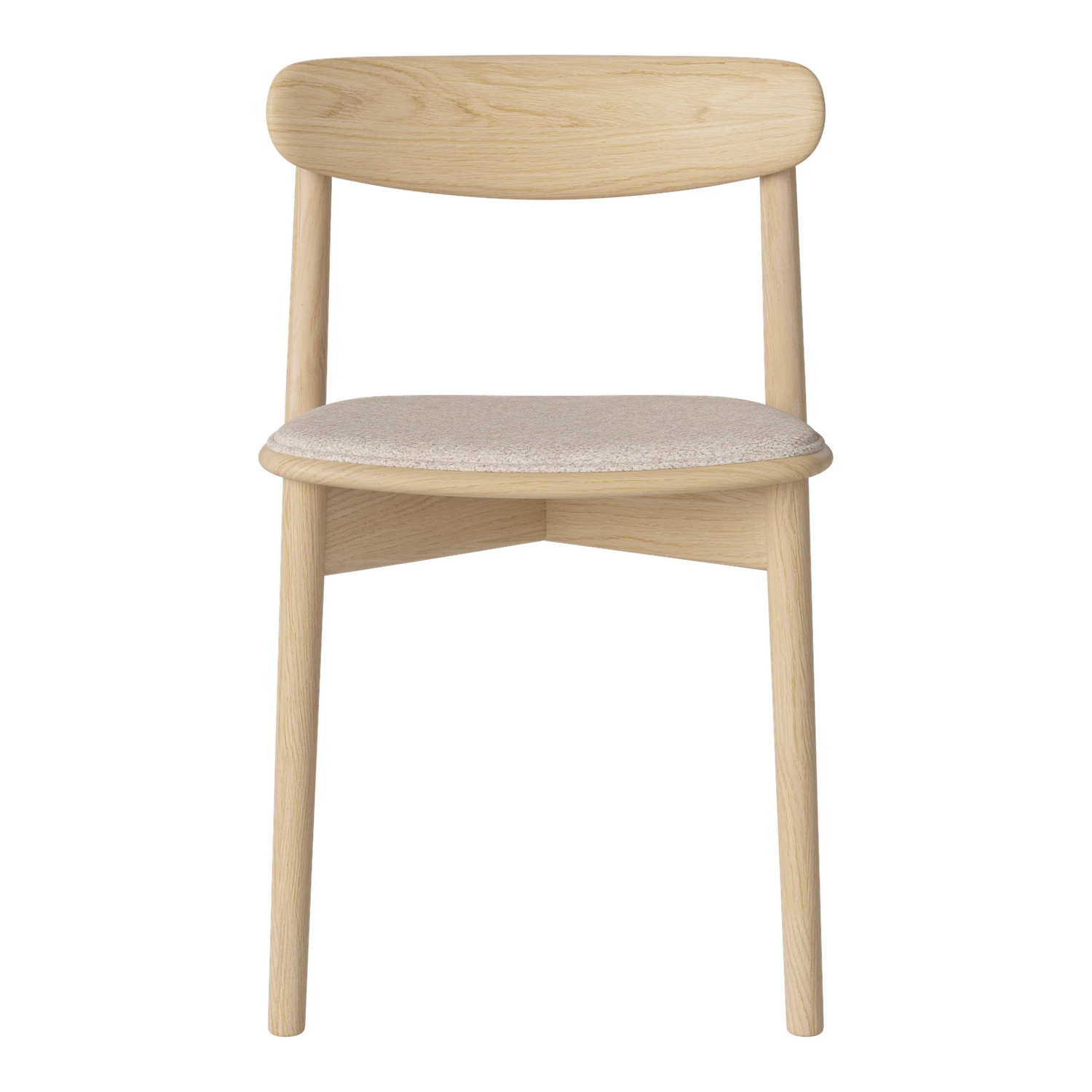 Merge Esszimmerstuhl aus Eiche weiß pigmentiert geölt, gepolstert, Monza - Bouclé und Textur, Beige - ZEN ZONE Furniture