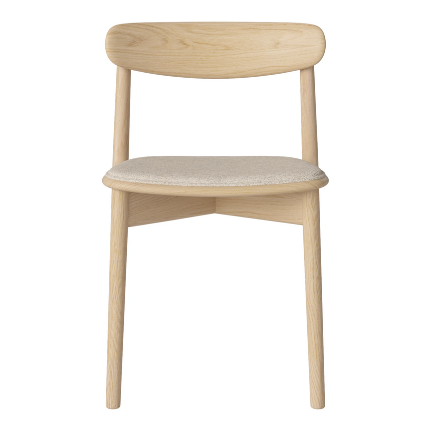 Merge Esszimmerstuhl aus Eiche weiß pigmentiert geölt, gepolstert, Monza - Bouclé und Textur, Beige - ZEN ZONE Furniture