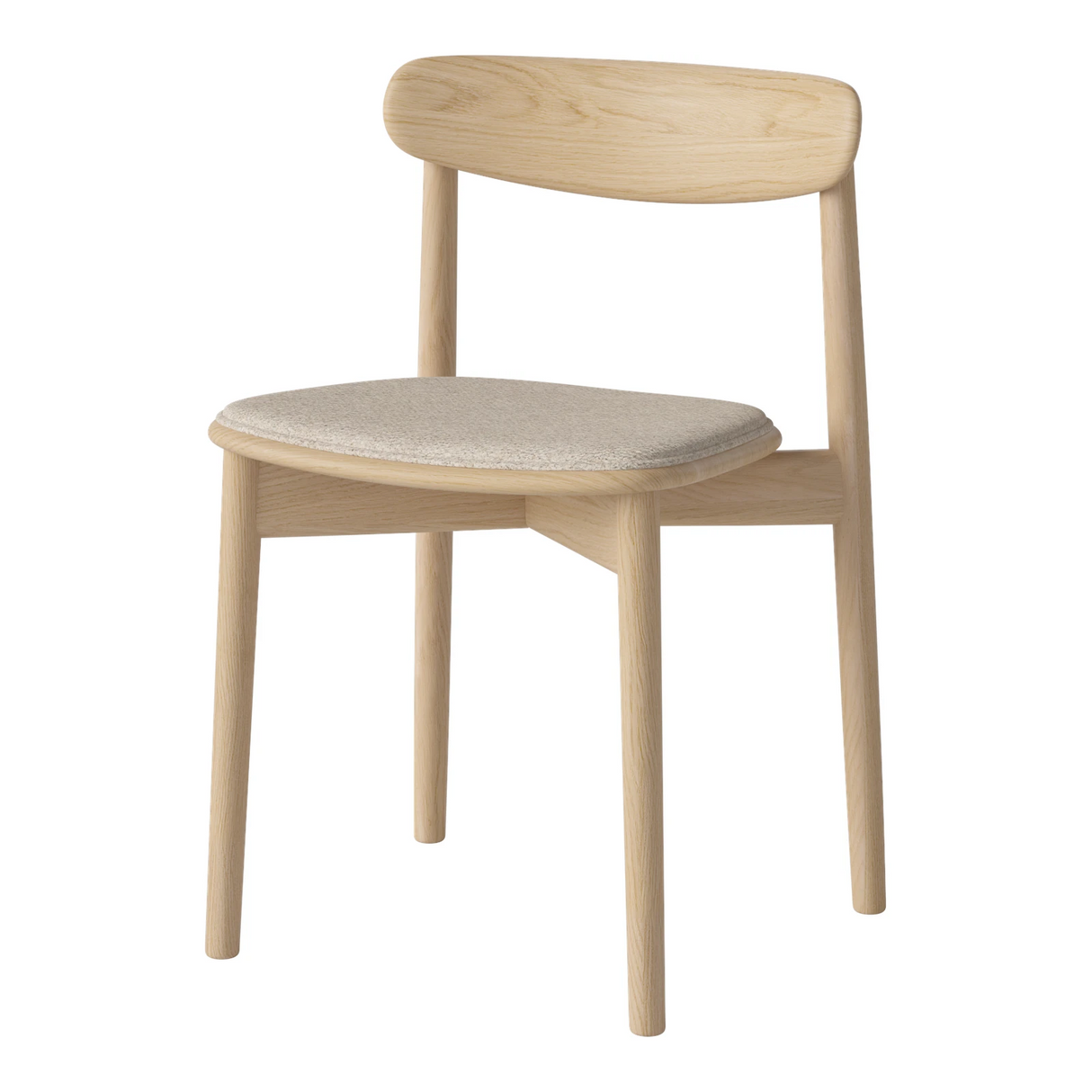 Merge Esszimmerstuhl aus Eiche weiß pigmentiert geölt, gepolstert, Monza - Bouclé und Textur, Beige - ZEN ZONE Furniture