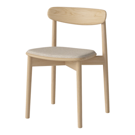 Merge Esszimmerstuhl aus Eiche weiß pigmentiert geölt, gepolstert, Monza - Bouclé und Textur, Beige - ZEN ZONE Furniture